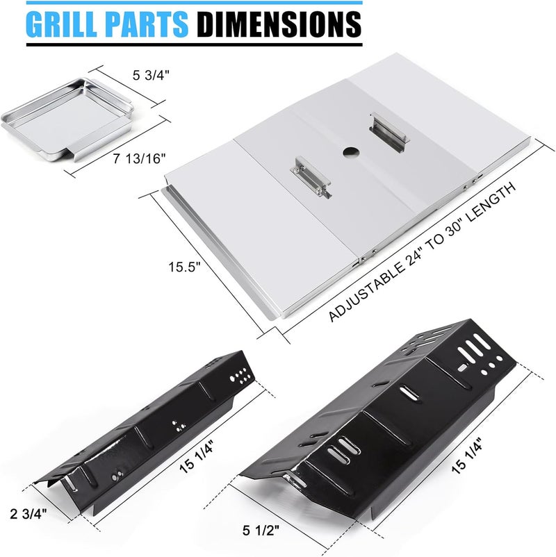 Adviace Grill Replacement Parts for Dyna-Glo DGH474CRP DGH450CRP DGH483CRP DGH485CRP DGH474CRP-D, Drip Pan Grease Tray & Heat Tents for Dyna Glo 5 Burner Grill Models - Image 4